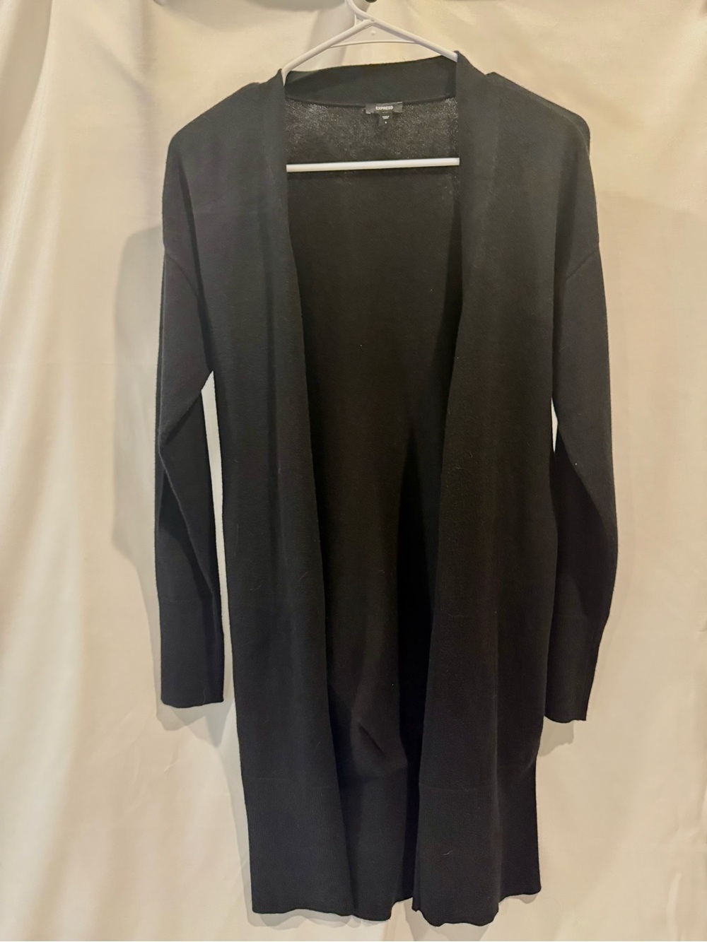 Express Black Long Open-Front Cardigan size small